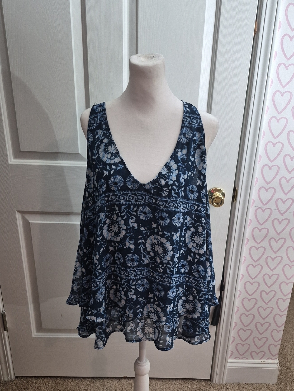 Lane Bryant Navy Floral V-Neck Swing Cami